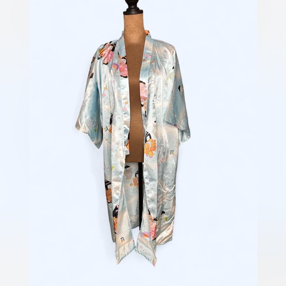 Vintage Ichiban light blue Kimono Robe size Large made in Japan